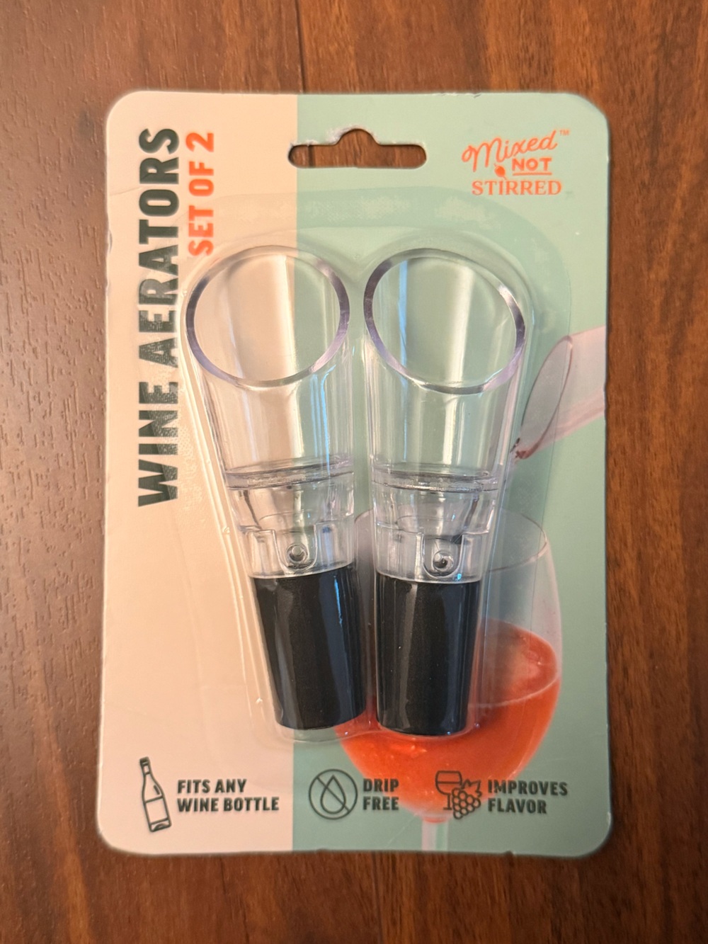 Mixed Not Stirred Wine Aerators Pourers Set of 2 New